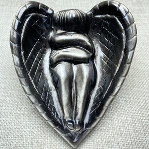 עיצוב חדש קריסטל לב-צורה מלאך כנף קערת חובקת זוג באיכות גבוהה פלואוריט כסף אובסידיאן קישוט הבית - Product Image 4