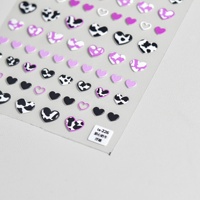 5D mignon manucure décalcomanies auto-adhésif Nail Art autocollants amour coeur léopard zèbre lait vache impression doux en relief relief plastique