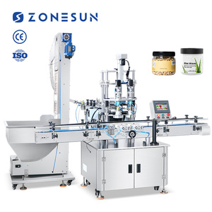 Machine de capsulage automatique à double tête servo ZONESUN ZS-SVXG01 pour pots et bouteilles ronds de produits alimentaires, cosmétiques, crèmes pour le visage et les mains - Product Image 1