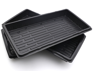 Plateau de culture de légumes Microgreens Plateau de rangement pour pots de semis de plantes florales Plateau plat en plastique <span class=keywords><strong>noir</strong></span> pour pépinière - Product Image 4