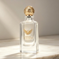 Flacon de parfum carré en verre transparent personnalisé avec logo, 50 ml, 85 ml, flacon de parfum vide avec pulvérisateur à pompe, étiquette privée