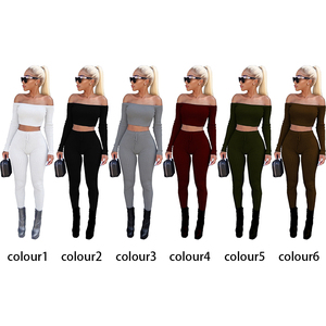 Wholesale Long Sleeve Two Piece <b>Set</b> Off Shoulder Elegant Two Piece <b>Set</b> Autumn Fitness Two Piece - Product Image 5
