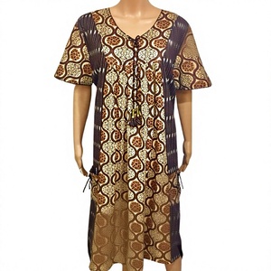Robe midi élégante à fleurs vintage pour femme – Robe décontractée plissée style coréen à col en V profond avec fermeture à cordon réglable - Product Image 1
