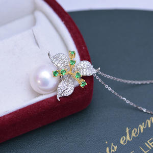 Collier pendentif en perles rondes blanches d'eau douce de 12-13 mm, argent S925, ensemble complet pour femme, forte brillance et défauts discrets, tendance - Product Image 3