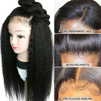 Yeswig — perruque mongole naturelle vierge, cheveux crépus lisses, coupe courte Pixie, Full HD, sans traitement, pour femmes noires, 10a