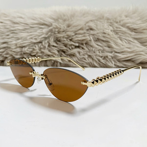 Gafas de sol tipo ojo de gato sin montura UV400 para mujer, protección solar a la moda para adultos - Product Image 3