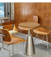 Ensemble de table et de chaises de salle à manger rondes modernes en bois massif et en métal pour restaurants, cafés, salons, 2 places