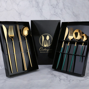 Portugal Luxury Stainless Steel Flatware Set Gold Plated Mirror Cutlery Steak Knife Fork Spoon Elegant Wedding Tableware Gift - Product Image 2