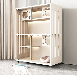 Moderner extra großer doppels chich tiger Katzen-/Hundes chrank mit festem Muster Neues Modell Holzhaus - Product Image 3