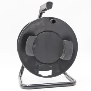 Metal Extension Cord Reel Stand In Black, Heavy Duty, Quick Snap Together Design