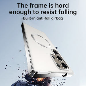 جراب بإطار معدني من الألومنيوم لهاتف Samsung Galaxy S25 Ultra وS24 Ultra، حماية من الدرجة العسكرية مع غطاء خلفي صلب من البولي كربونات، جراب مغناطيسي - Product Image 4