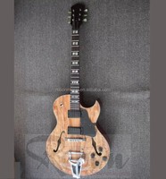 Weifang Rebon 6 String Spalted Maple Hollow Body Jazz Electric Guitar