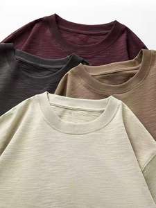 Camiseta de algodón Slub de 310 g/m² con logotipo personalizado OME, cuello redondo, bolsillo en el pecho, diseño liso y transpirable para hombre - Product Image 5