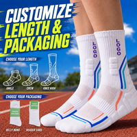 Chaussettes de sport personnalisées avec logo, chaussettes de soutien premium avec coussinets pour la salle de sport, la remise en forme et l'entraînement en plein air