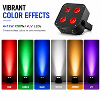 Focos LED Mini IR4 para DJ de Bodas y Fiestas, 4X12W RGBWAV DMX512, Inalámbricos con Batería, Iluminación de Escenario 6 en 1