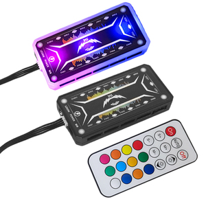 Qiuzaim từ xa không dây Sync <span class=keywords><strong>RGB</strong></span> chiếu sáng cho 6-pin người hâm mộ một cách độc lập kiểm soát lên đến 10 nhóm của LED & <span class=keywords><strong>RGB</strong></span> thiết bị trên một trung tâm - Product Image 1