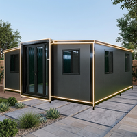 Casa Plegable con Estructura de Acero Blanco, Ventanas de Doble Acristalamiento, Techo Plano, Casa Modular Prefabricada Expandible, Instalación Rápida