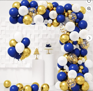 US in stock Blue Gold <b>White</b> <b>Balloon</b> Arch Kit Latex Party Decoration Set Graduation Birthday Baby Shower Event Decor - Product Image 1