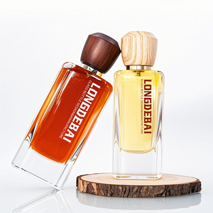 Oferta Especial: Botellas de Perfume de Vidrio Transparente Vacías de 50ml y 100ml, Rectangulares, con Tapa de Madera, Pulverizador, Ecológicas, Antiderrames, con Serigrafía - Product Image 1