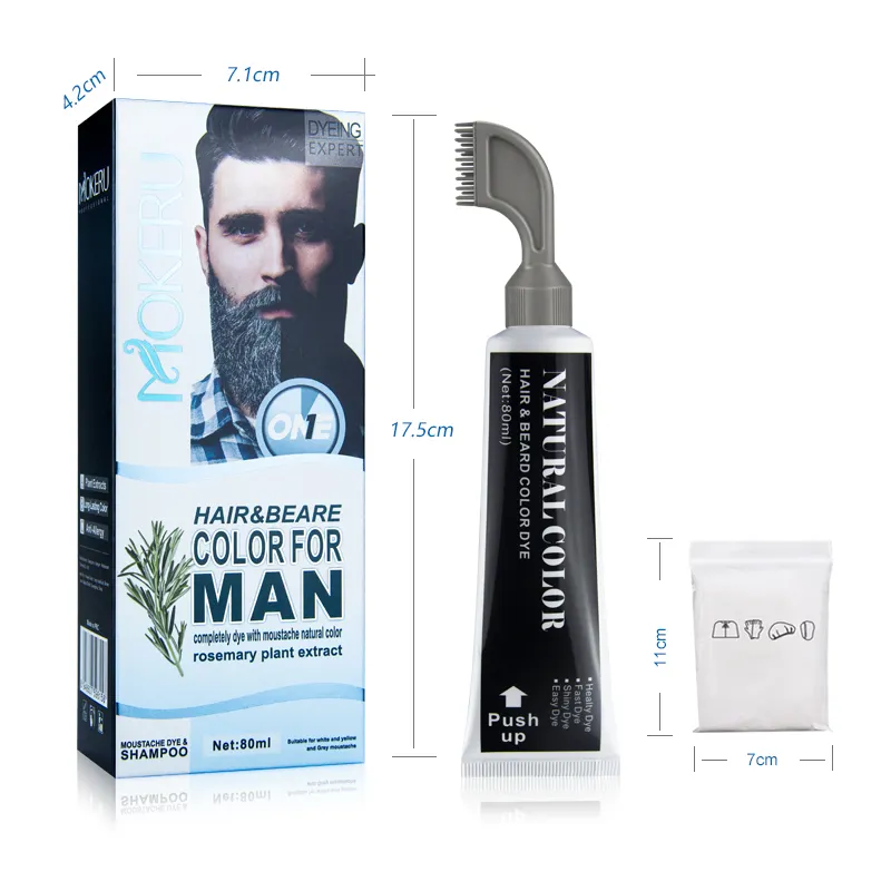 Oem Odm Beard Dye color cream Hair Color Dye With Comb Fast Dye Easy Use at Home For Men