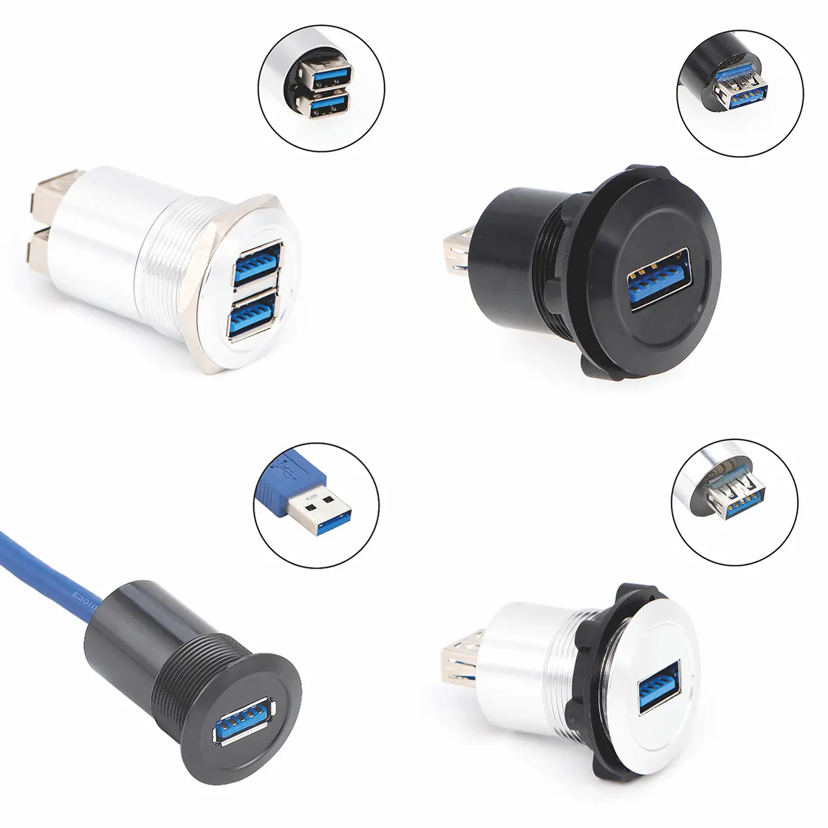 Panel Mount USB Connector Metal Socket Coupler Adapter Type A Type B Type C Micro Can Be Customized