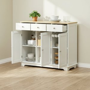 <span class=keywords><strong>Buffet</strong></span> <span class=keywords><strong>de</strong></span> salle à manger moderne en bois avec rangement, étagères réglables, 3 tiroirs, 3 portes - Meuble <span class=keywords><strong>de</strong></span> cuisine multifonctionnel - Product Image 2