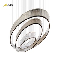 Lustre LED suspendu en cristal, grand anneau rond de luxe moderne et personnalisé, pour hall d'hôtel, villa