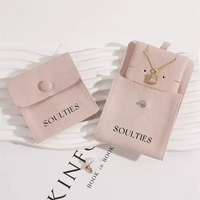 Pochette carrée anti-poussière en daim tendance avec bouton 8*8cm pour le rangement de bijoux