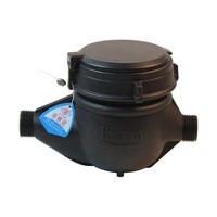 Compteur d'eau à cadran humide en plastique DN20 économique, boîtier IP68, fileté, OEM, multi-jets, débit de 2,5 m³/h, certifié ISO9001