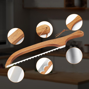 Couteau à pain dentelé en acier inoxydable avec manche en bois d'acacia pour boulanger, durable et réutilisable, marque MR, pour usage domestique - Product Image 2