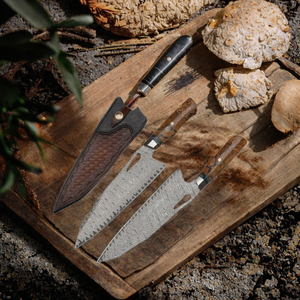 Nouveau couteau de chef japonais artisanal de 9,5 pouces en acier Damas VG10, manche en bois stabilisé, pour droitier - Product Image 3