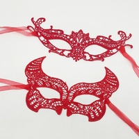 Masker Renda Masquerade Masker Mata Wanita Seksi Gaya Venesia dengan Ikat Pita untuk Wanita Merah