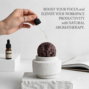 Industriële lavasteen bal <span class=keywords><strong>diffuser</strong></span> met cementvoet Wabi Sabi aromatherapie, droge diffusie voor essentiële olie parfumtester - Product Image 3
