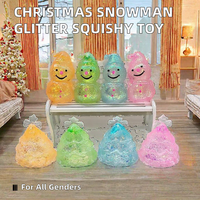 Jouet Squishy Bonhomme de Neige de Noël en Maltose et TPR, Paillettes Scintillantes, à Remontée Lente, Anti-Stress, Unisexe, 14 Ans et Plus, Promotionnel