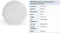 Vente en gros de lampes LED PAR56 plates pour piscine, étanches IP68, 12V, remplacement, RGB multicolores, lampe pour piscine