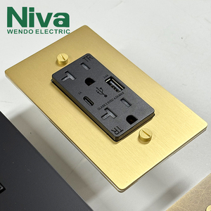 American Standard Vintage Brass Sockets OEM <strong>Wall</strong> <strong>Light</strong> <strong>Switches</strong> Solid Brass Panel US Style Home Socket <strong>with</strong> UBS Type-c Port - Product Image 2