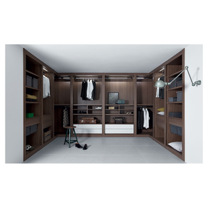 Armario de Dormitorio Moderno <span class=keywords><strong>y</strong></span> Sencillo <span class=keywords><strong>Prima</strong></span> con Puerta de Espejo, Acabado en Madera o Color Puro, Armario Combinado con LED para Dormitorio - Product Image 3