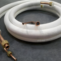 Kit de tubes en cuivre de 10 pieds (1/4" et 3/8" DE), avec isolation en PE blanche épaissie de 3/8" en bobine, écrous et kit d'installation pour climatisation