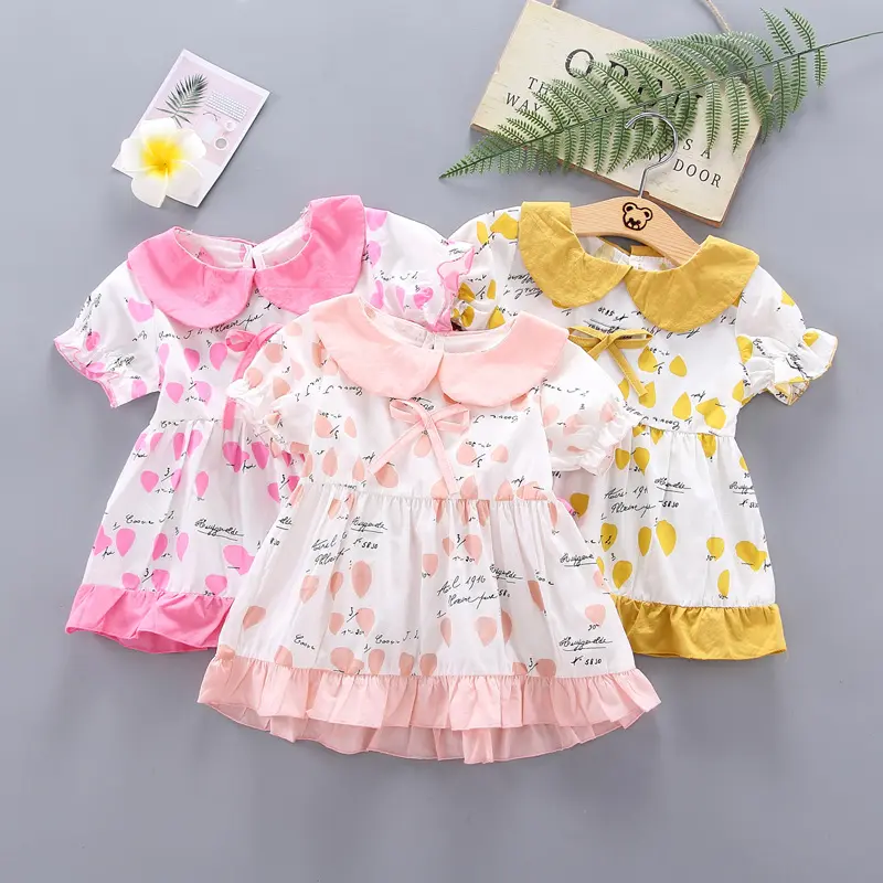 Round neck baby fashion baby party dress Good quality and low price baby dress cotton smocked