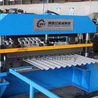 Maquinaria de fabricación de tejas de techo corrugadas Boshiyi, bomba de caja de cambios para techos de Metal, Control PLC, Decoiler hidráulico corrugado