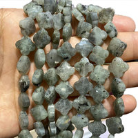 Perles de pierres précieuses trèfle à quatre feuilles à facettes de 12mm, brins de pierre taillés pour la fabrication de bijoux à bricoler soi-même, 10 perles par brin