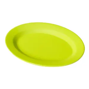 Factory Custom Logo Cheap Solid Color White/Green/Orange/Red/Yellow Oval Melamine Dinner Plates Hotel Serving Big Plate