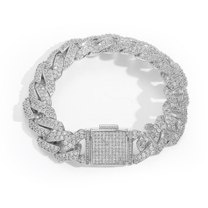 Bracelets chaîne cubaine Moissanite double rangée sur mesure, sertis à la main, style Hip Hop, en argent 925 plaqué or véritable, Iced Out, fabrication sur mesure, ODM B2B - Product Image 1