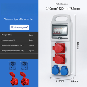 Boîte de distribution étanche IP54 avec protection contre les fuites 3P, double prises industrielles 32A et 2x10A pour usage domestique - Product Image 2