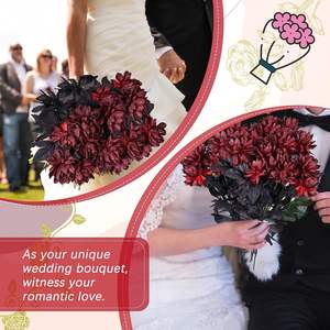 Flores de Dalia Color Borgoña, Flores Artificiales de Dalia, Flores Falsas para el Hogar, Bodas, Fiestas, Suministros de Oficina - Product Image 2