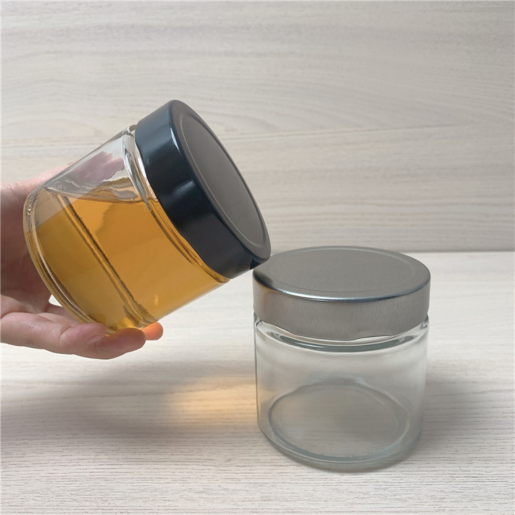 Custom 180ml 280ML Round Straight Side Wide Mouth Ergo Jam Glass Honey Jar with Deep Metal Lid