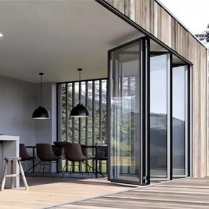 Puerta de cristal plegable panorámica comercial personalizada, acordeón de apilamiento de pared de cristal deslizante como sistema de balcón acristalado para restaurante - Product Image 6