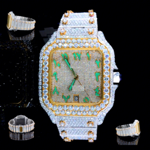 Reloj de Cristal Cuadrado con Diamantes de Moissanita, Movimiento Automático de Acero Inoxidable, Resistente al Agua 10 Bar, Acero Inoxidable con Moissanita - Product Image 1