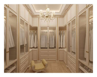 Meuble de dressing en forme de U, style néoclassique, en bois blanc élégant et personnalisé, pour bijoux