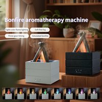 Lampe LED colorée en forme carrée pour la maison, le camping, 280 ml, USB, effet flamme de feu de camp, diffuseur d'huiles essentielles avec télécommande